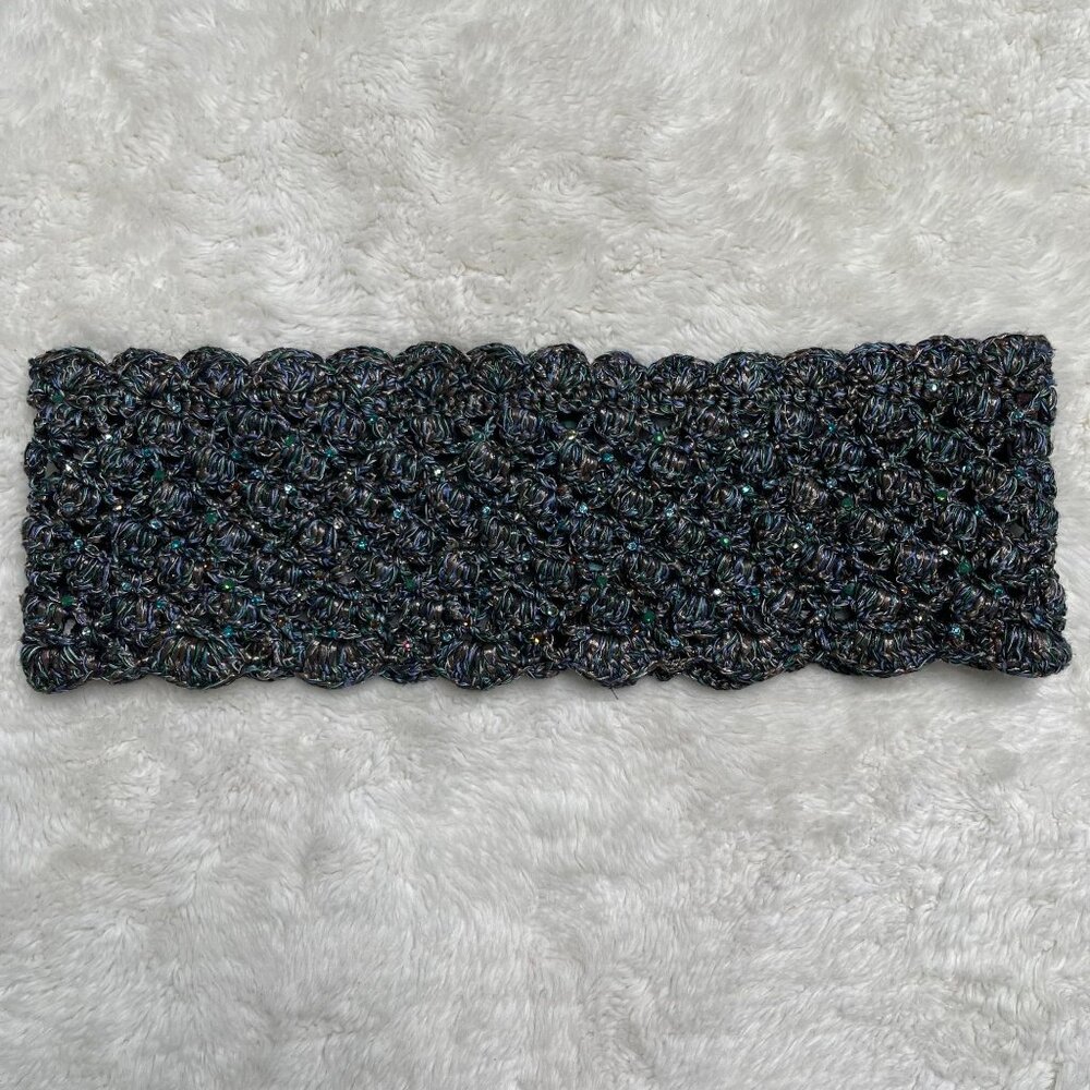 Francesca Miranda Women's Green Blue Textured Crochet Belt Medium